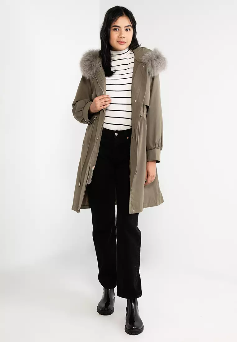Fur Collar Hooded Long Parka Jacket