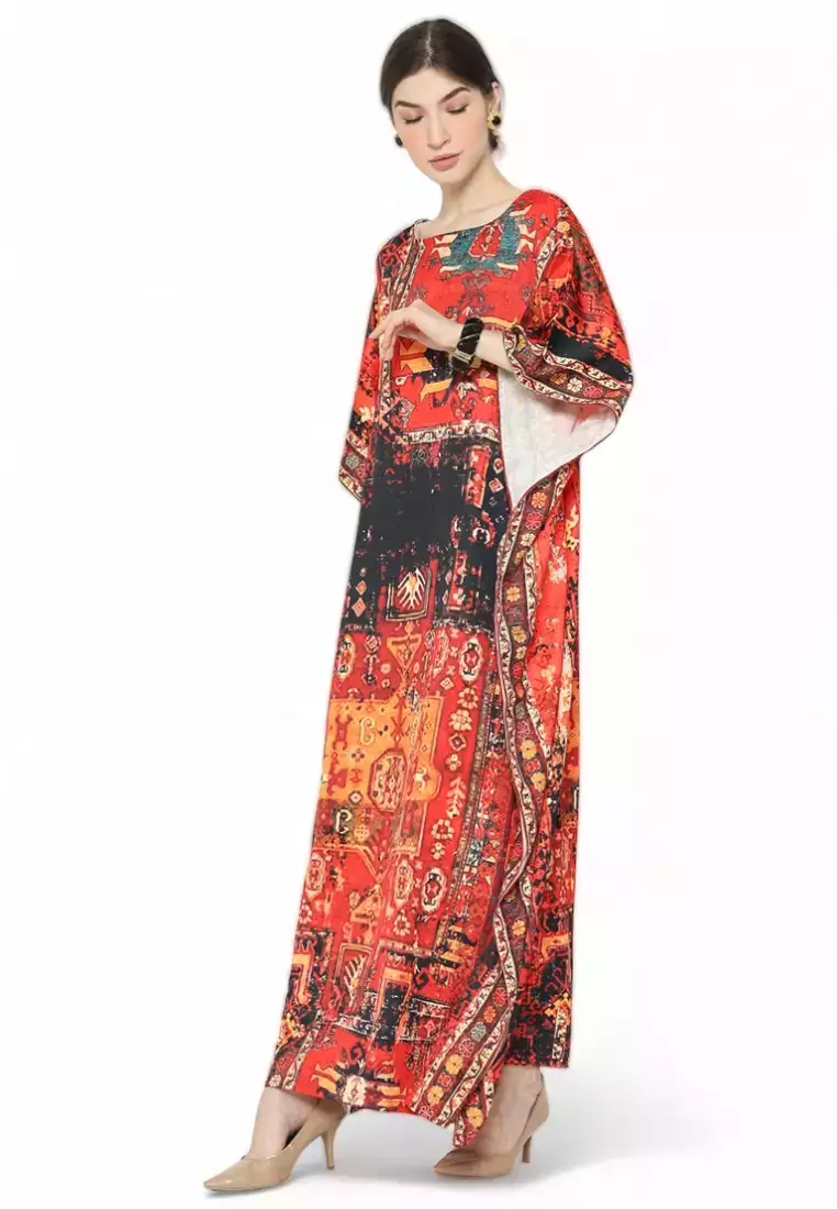 Kanzi Short Sleeve Brown Batik Kaftan
