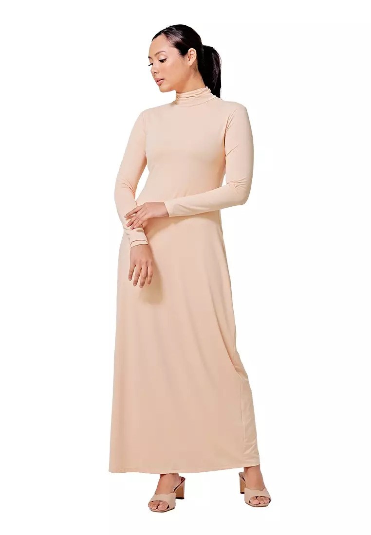 Inner Dress Turtleneck Long Sleeve in Beige