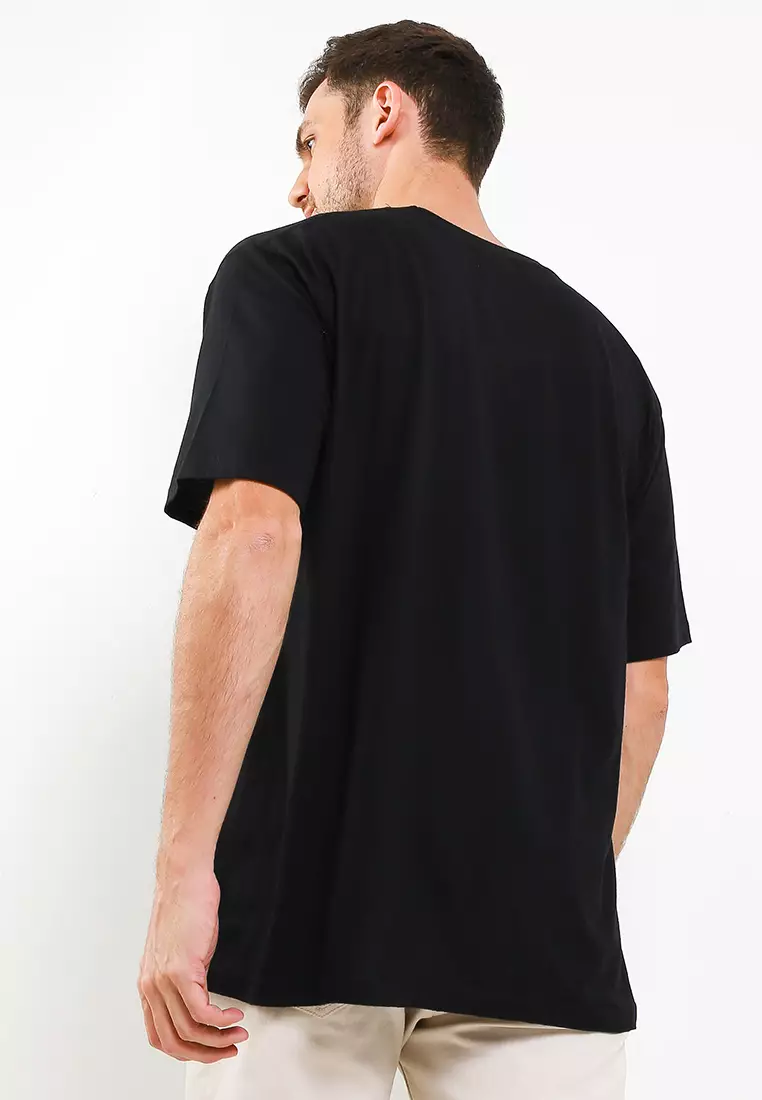 Ossu T-Shirt Logo Basic Full Black Sand Washed Cotton Combed