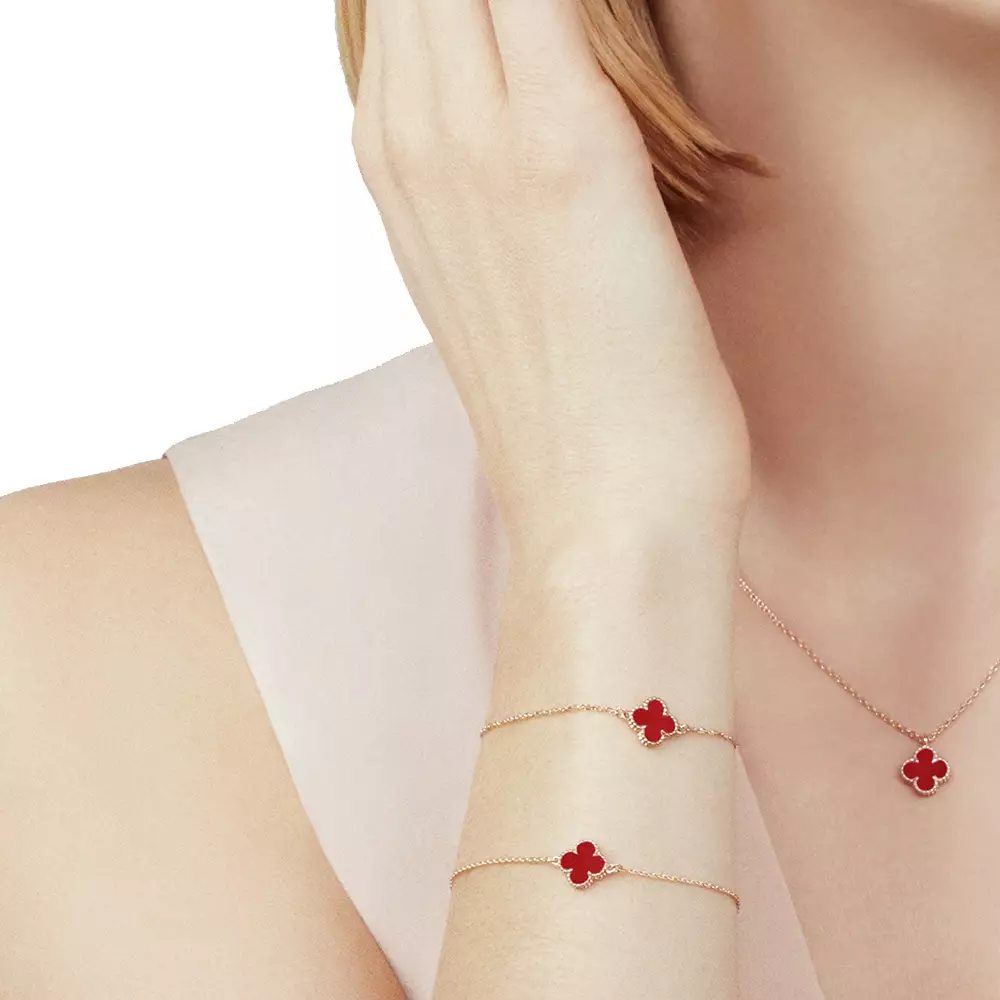 Sweet Alhambra Bracelet 18K Rose Gold Carnelian