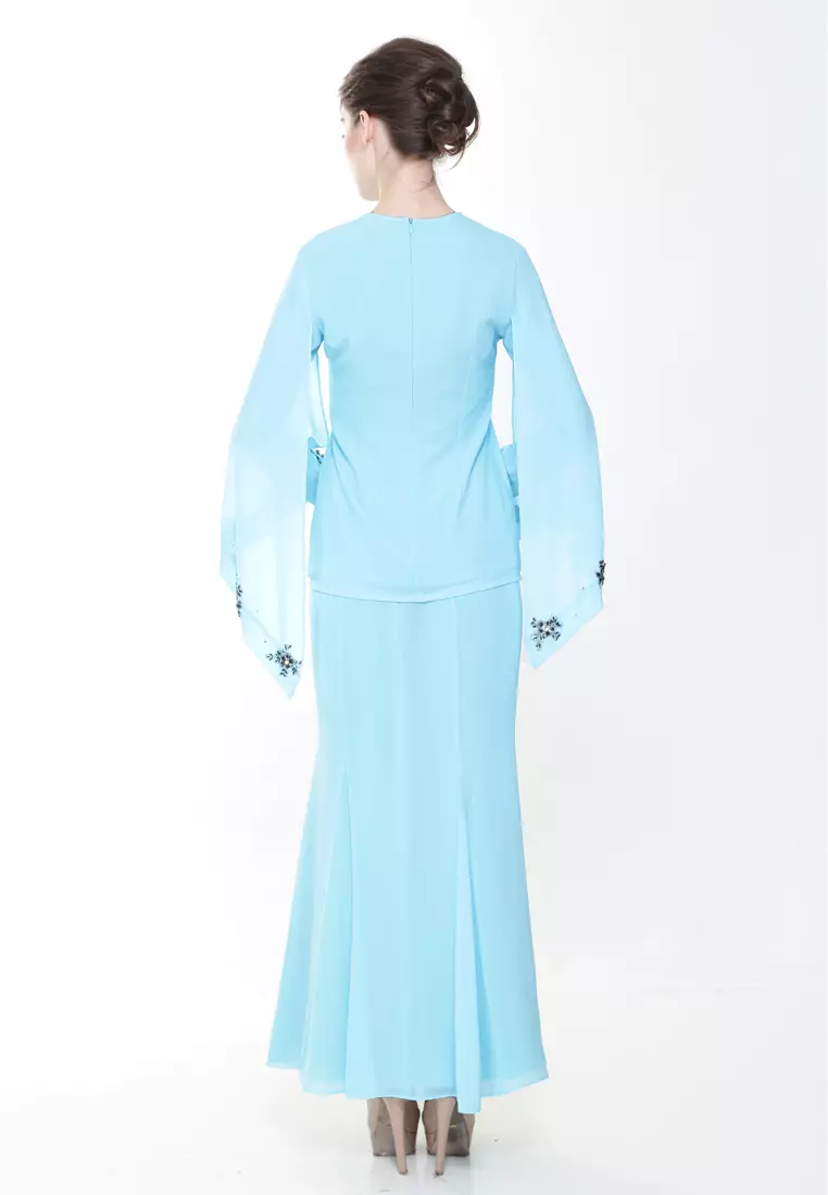 Melody Kurung Modern in Mint Blue