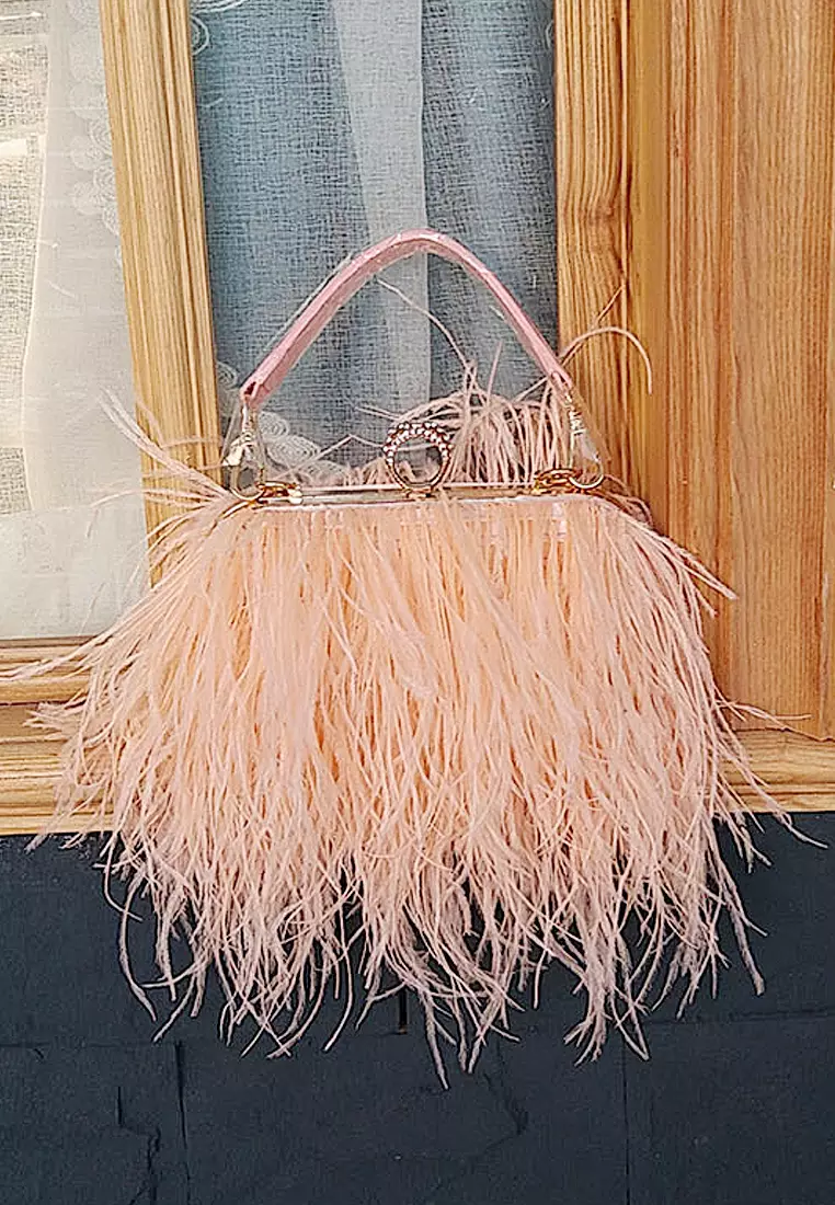 Twenty Eight Shoes VANSA Trendy Ostrich Feather Clutch Bag VBW