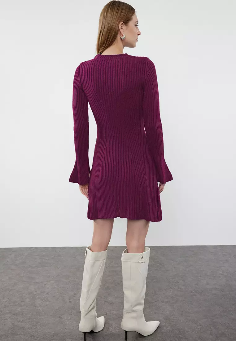 Plum Mini Knitwear A-Line Form Fit Dress Twoaw25El00030