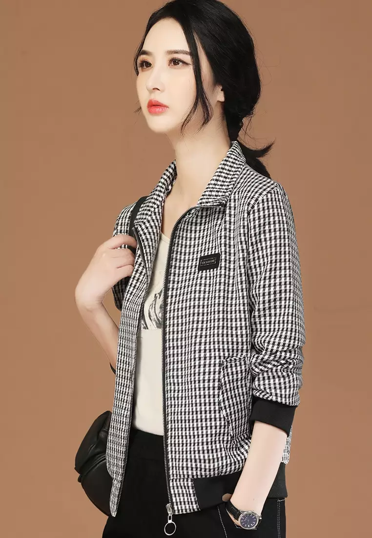 Checkered jacket womens sale