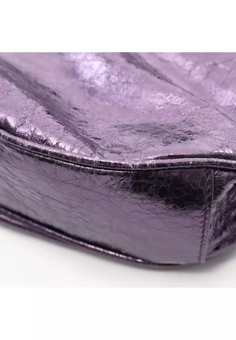 Pre-Loved BALENCIAGA LE CAGOLE XS Le Cagoule Shoulder bag leather purple