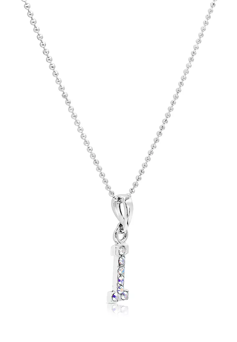 SO SEOUL Personalised Initial Alphabet Letter Swarovski® Aurore Boreale Crystal Pendant Chain Necklace - I / 55cm