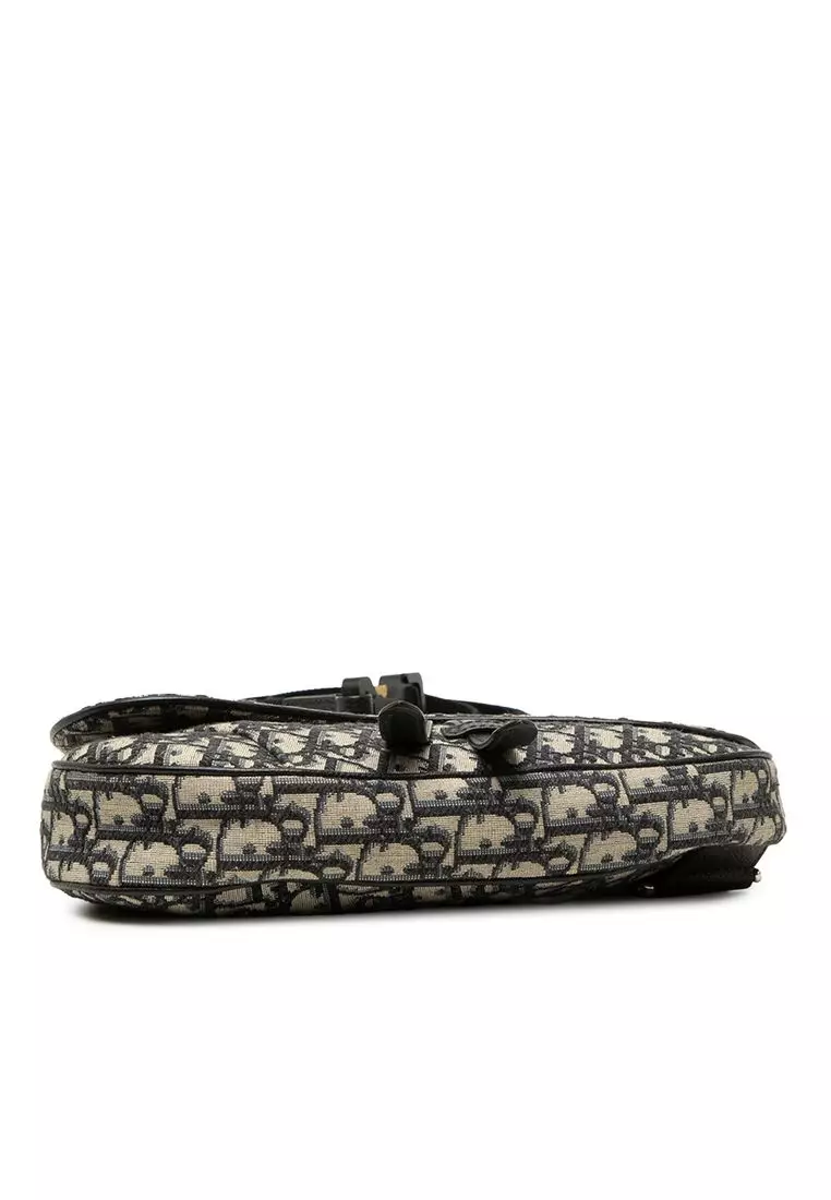 Pre-Loved Dior Oblique Canvas Saddle Crossbody