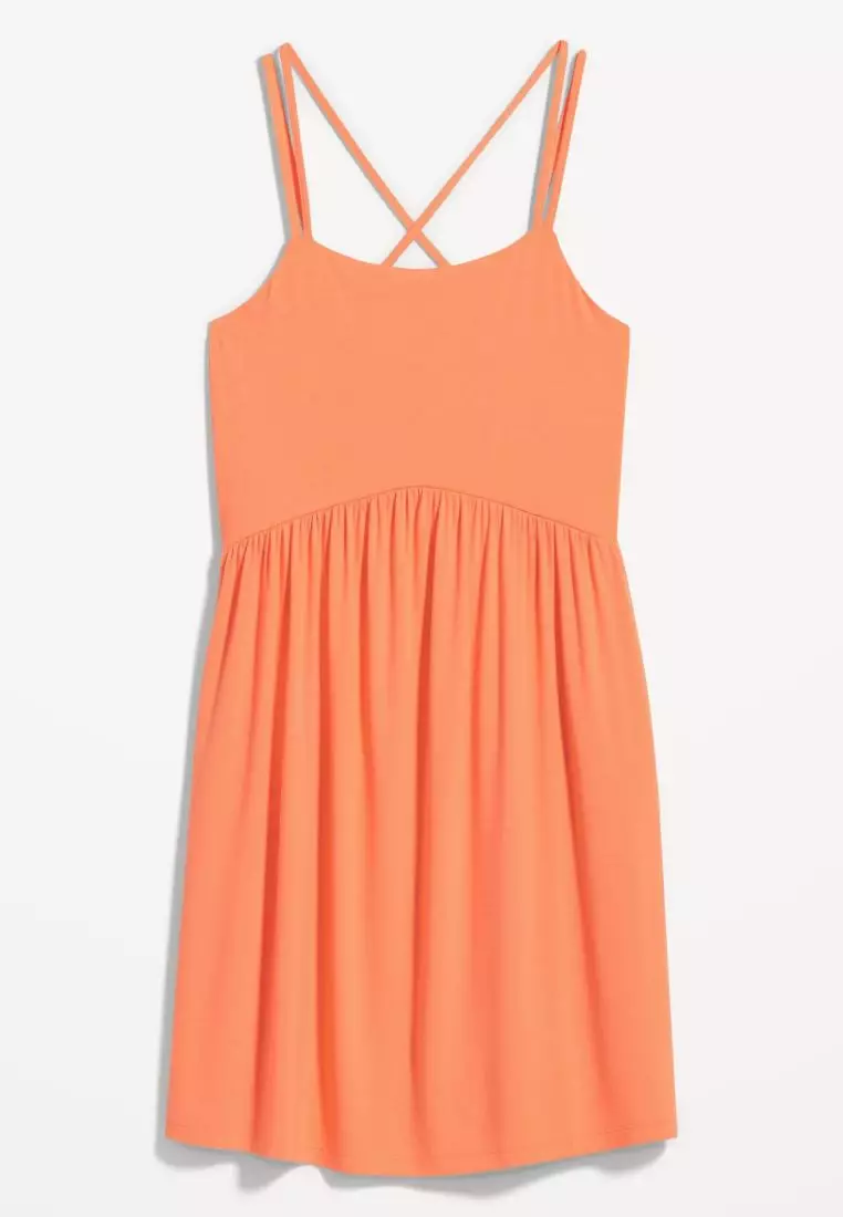 Matching Fit & Flare Cross-Back Mini Cami Dress