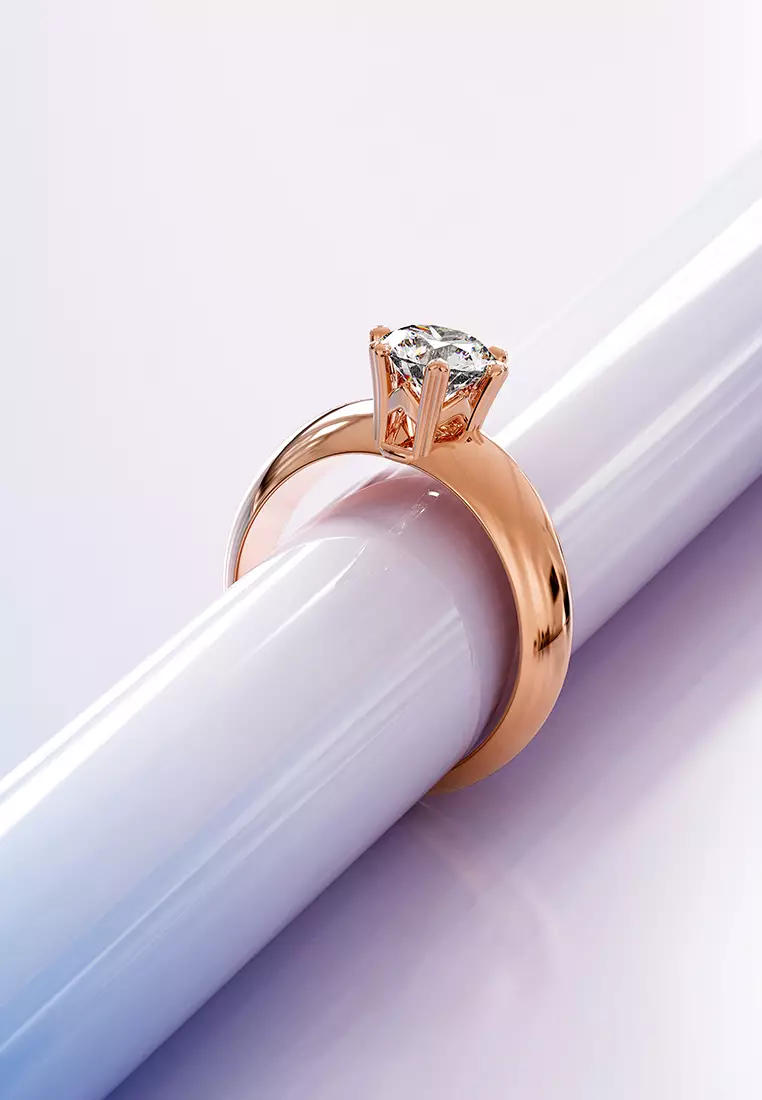 Jewel In The Palace Solitaire Ring in Rose Gold Embellished with Swarovski crystals