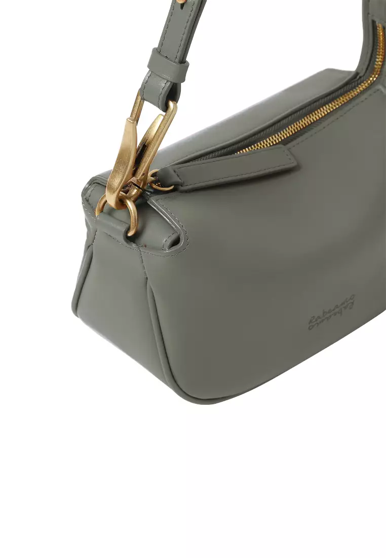 多用途扣子手拿單肩包 - 橄欖綠色