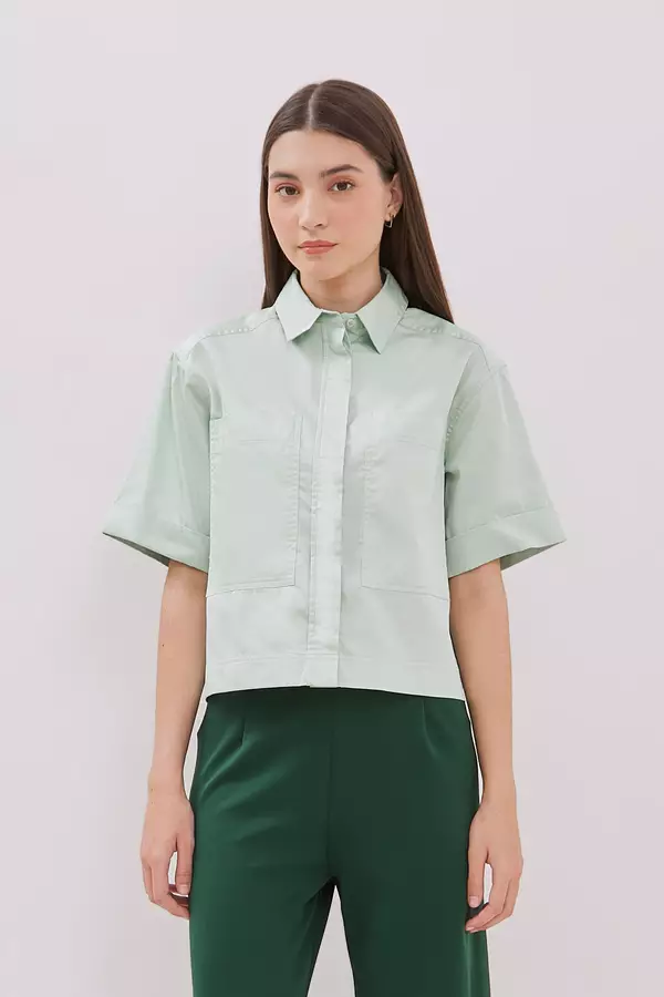 MINIMAL - Dwei - Kemeja Oversize Pocket - Green Colour Green
