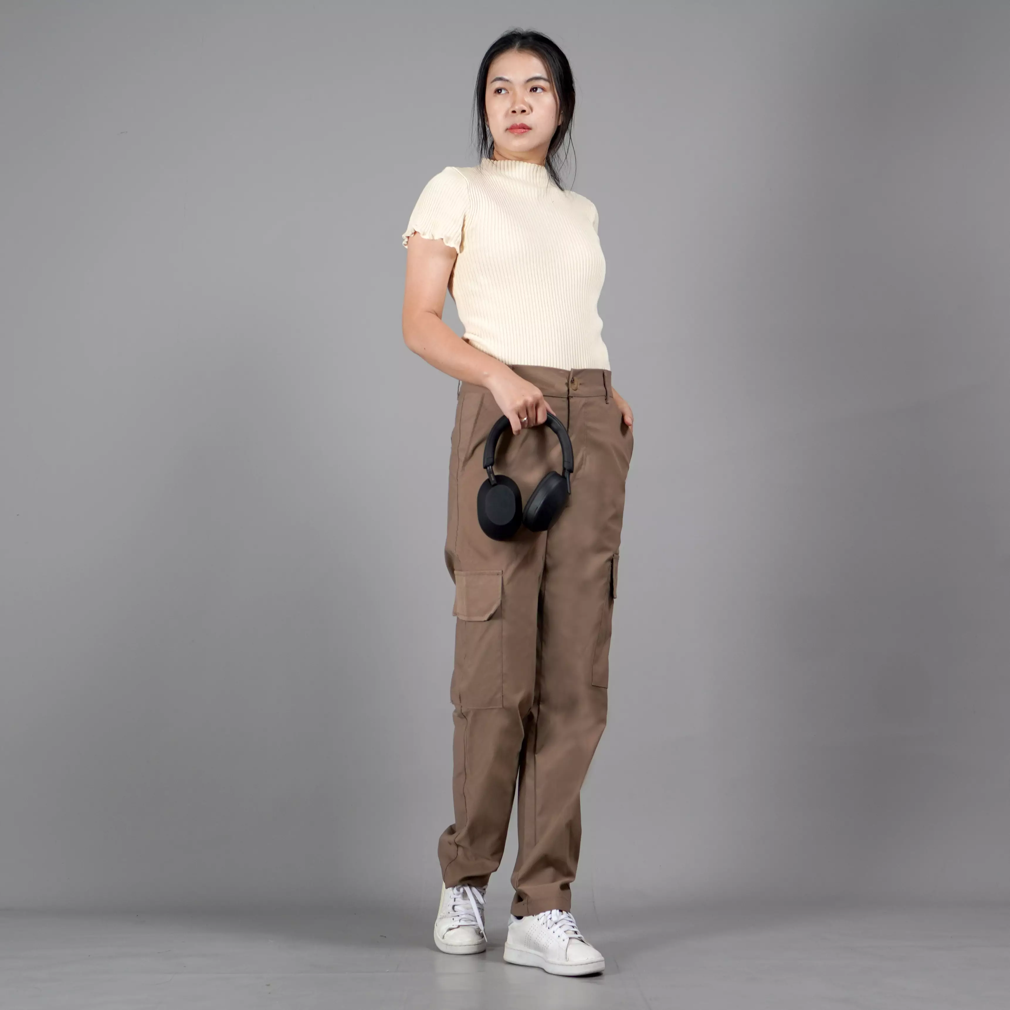 RAYSA Celana Cargo Panjang Wanita Celana Cargo Earth Tone Wanita - Coksu