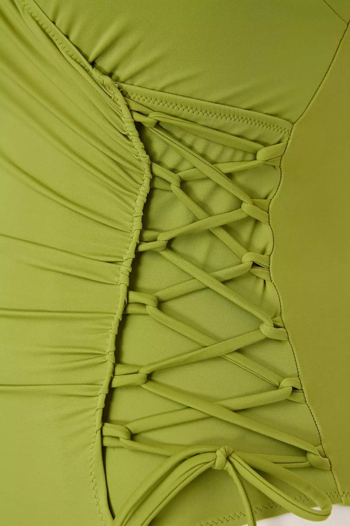 Oil Green Double-Breasted Tie Detailed Plus Size Swimwear Tbbss23Am00034