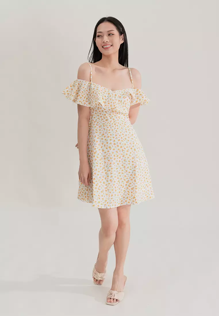 Plain B. Plain B. Cold Shoulder Floral Print Mini Dinner Dress