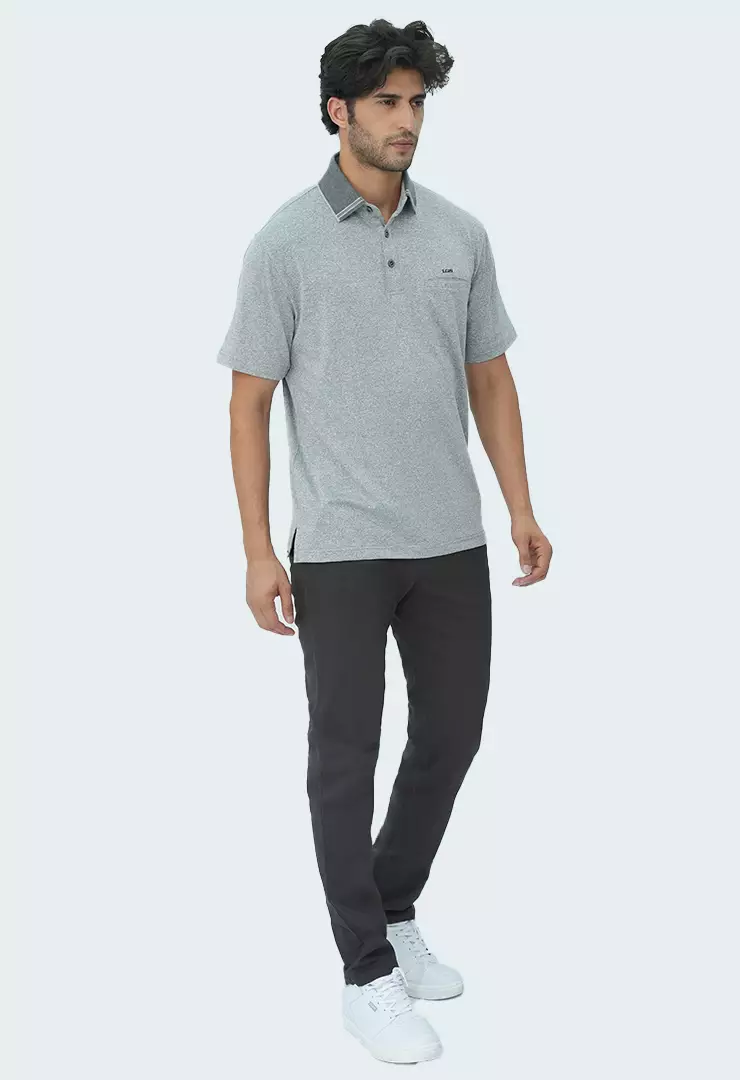 LGS - Kaos Polo - Hidden Pocket - Kerah Abu Gelap - Regular Fit - Abu -  CWS.225.R3385.02.C