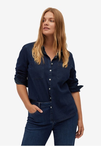 Buy Violeta By Mango Plus Size Dark Denim Shirt Online On Zalora Singapore