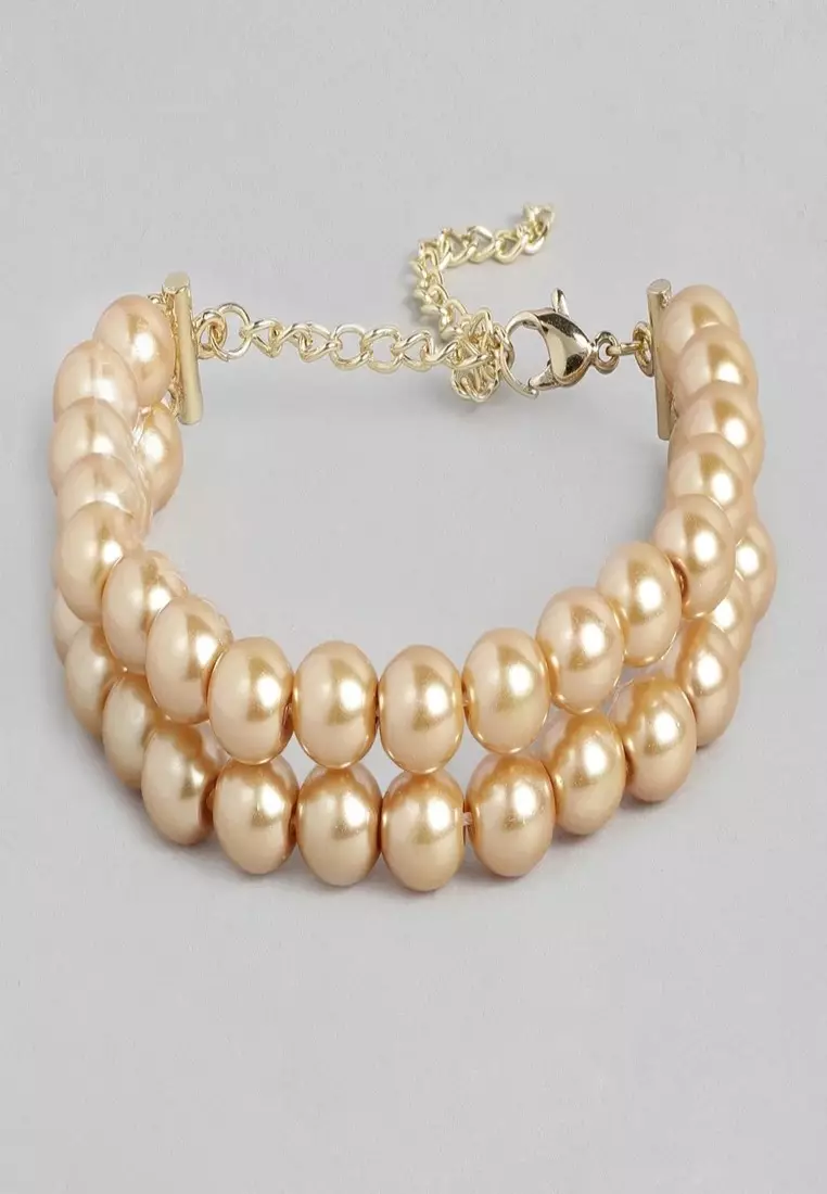 Buy estele Estele Gold Pearl Double Line Bracelet 2024 Online
