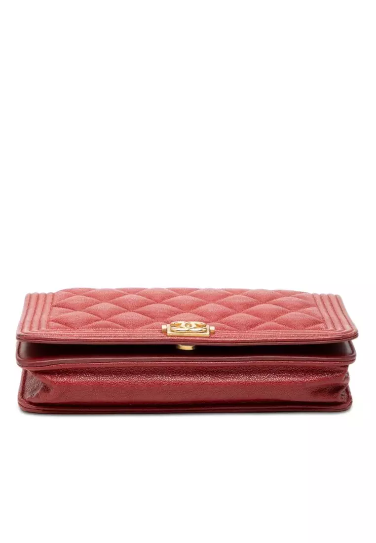 Pre-Loved Chanel Quilted Caviar Boy Wallet On Chain
