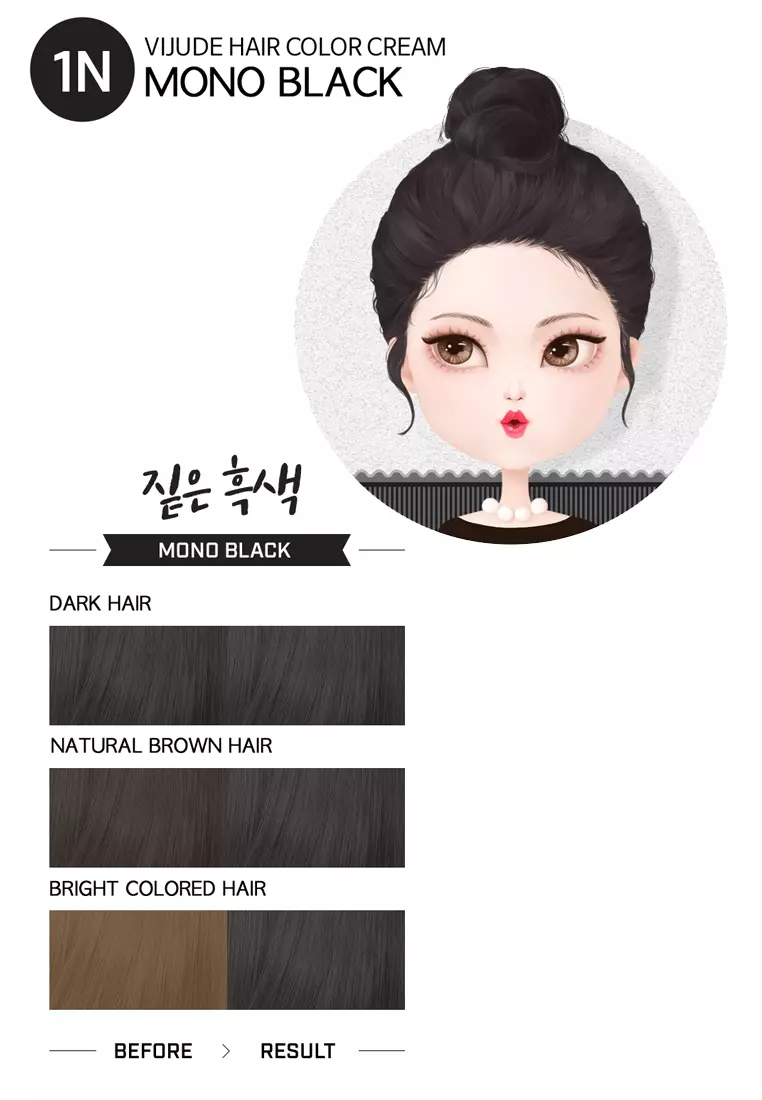 Buy Mediheal Mediheal Vijude Hair Color Cream x2 Boxes (Shade 1n Mono