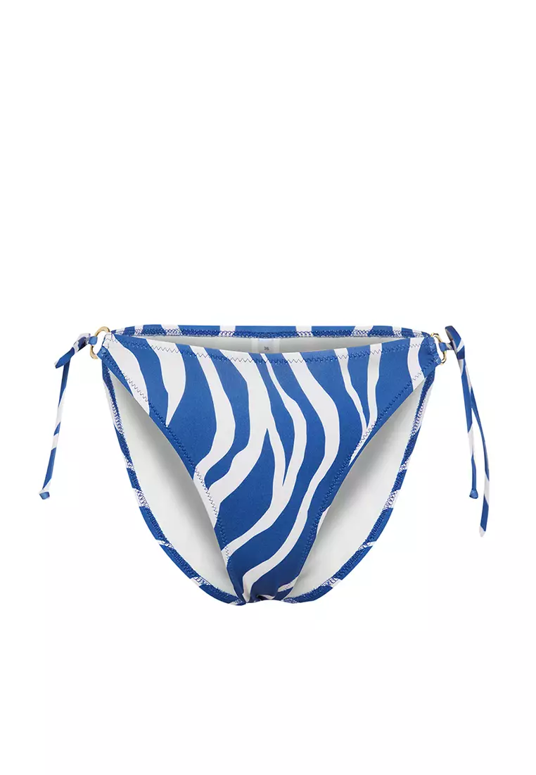 Zebra Pattern Accessorized Regular Bikini Bottom
