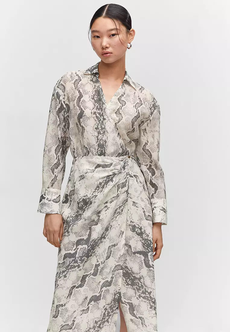 Mango snake online print midi dress