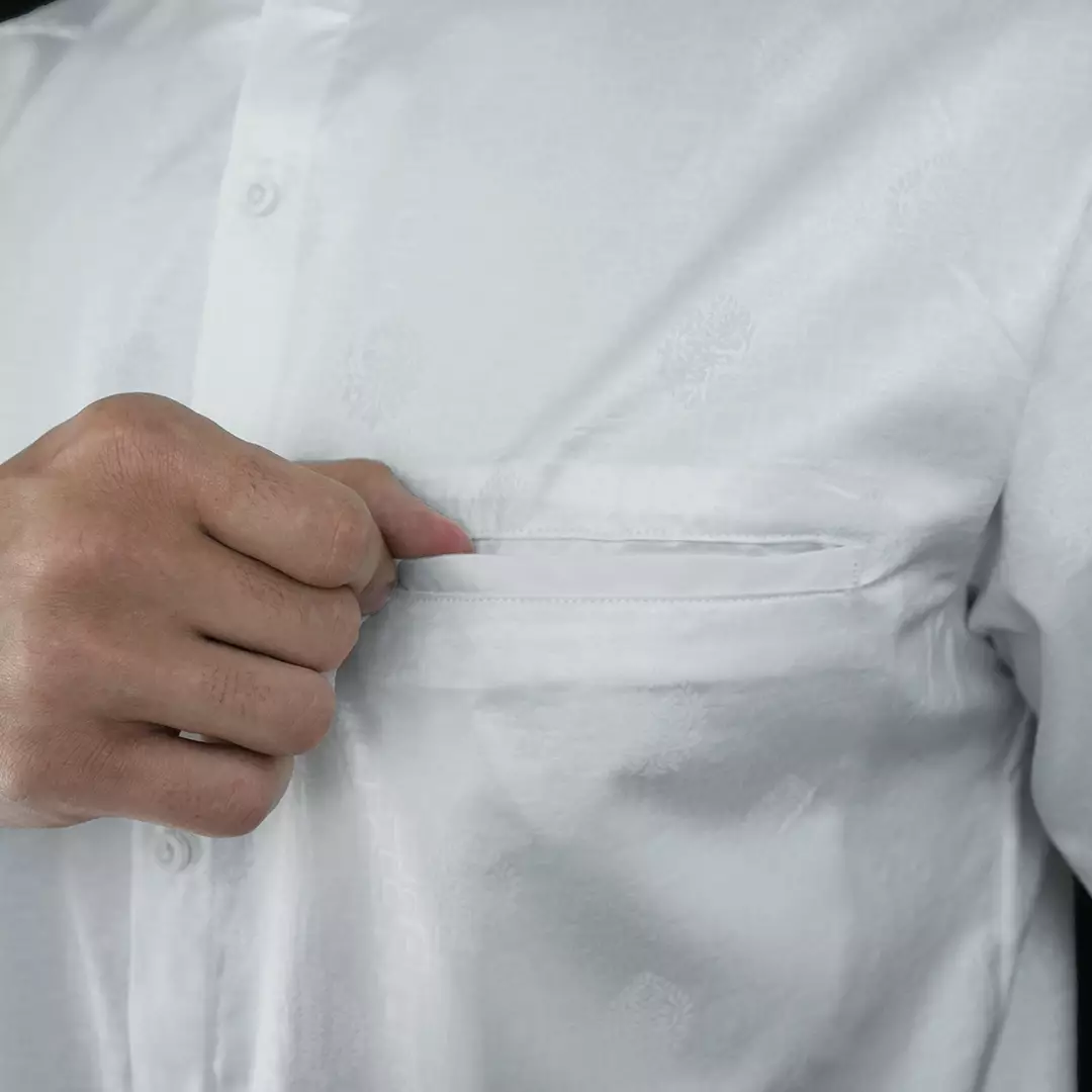 Casella Baju Koko Pria Lengan Pendek | Baju Koko Batik Syam 4102 White