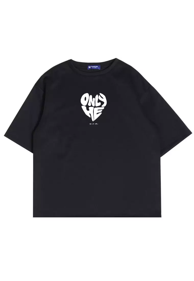 MTU27 kaos couple pasangan terbaru oversize bahan tebal scubalux "only he" hitam