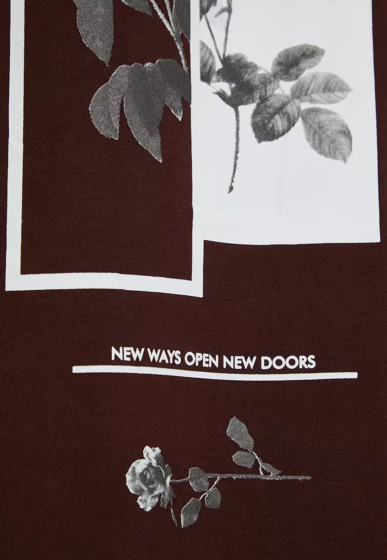 Oversized Crew Neck Floral Print Short Sleeve T-Shirt