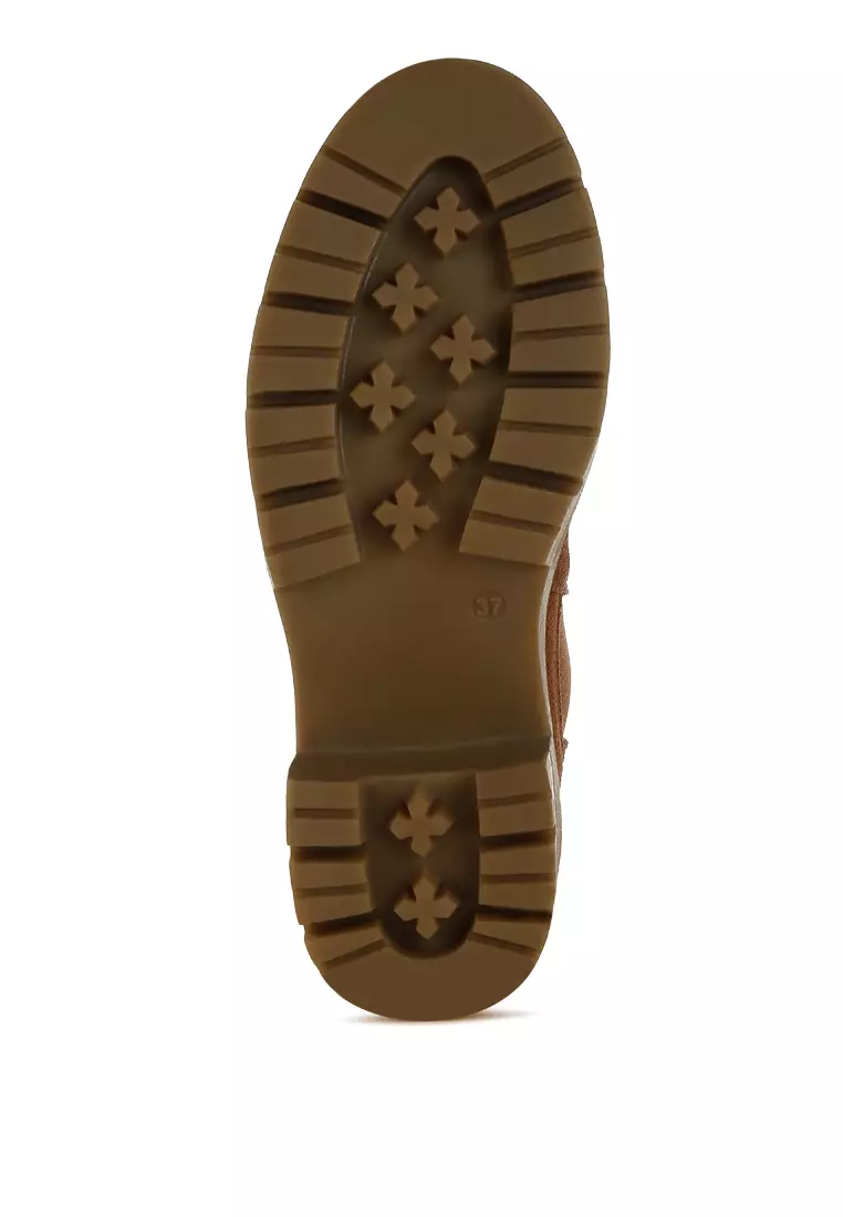 Sepatu bot Chelsea tebal berbahan suede warna coklat