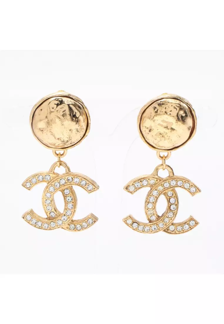 Buy Chanel Pre loved Chanel coco mark swing earrings GP Rhinestone