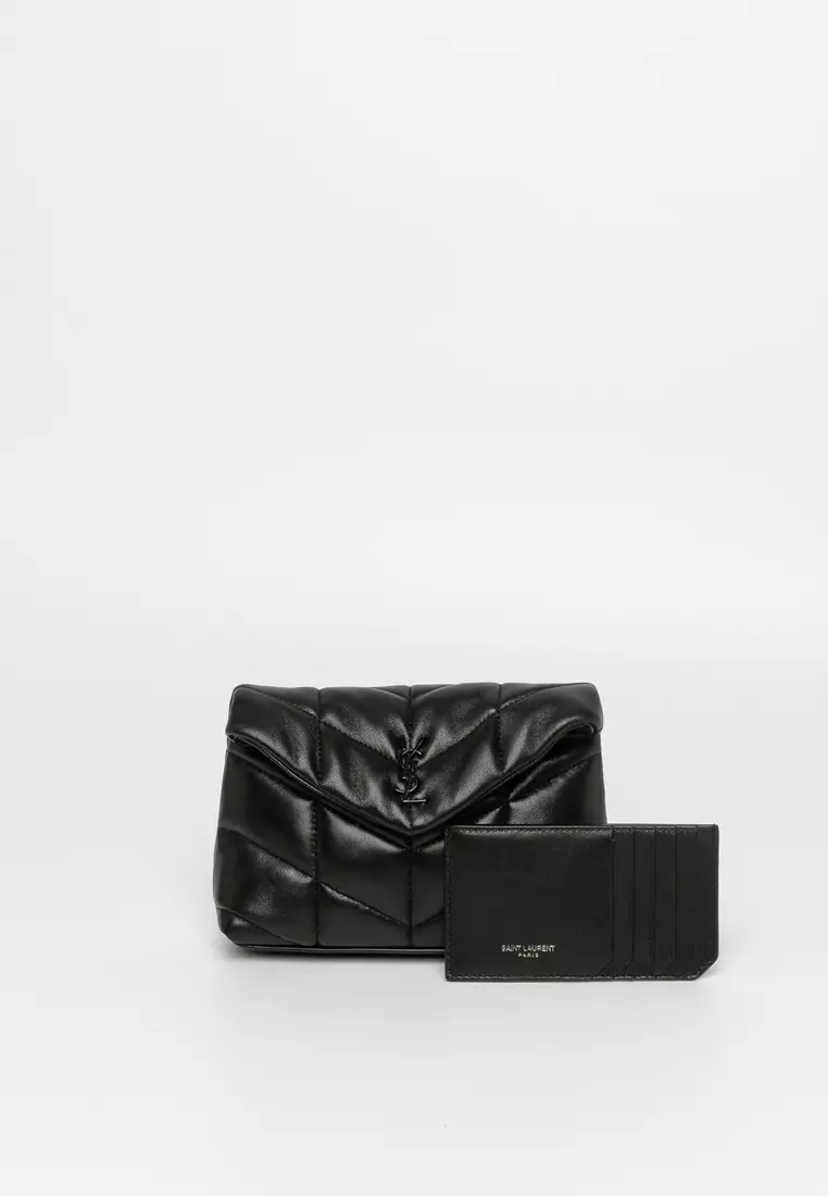 SAINT LAURENT: quilted leather pouch - Black  Saint Laurent clutch  559193CWU01 online at
