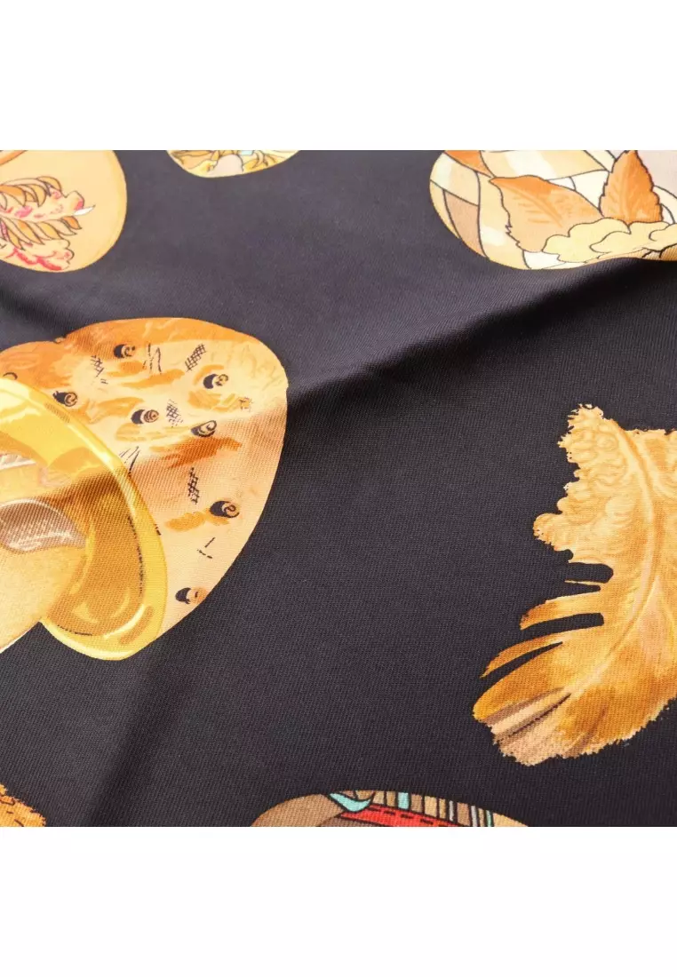 Pre-Loved Hermès carres 90 Couvee d'Hermes scarf silk black yellow multicolor