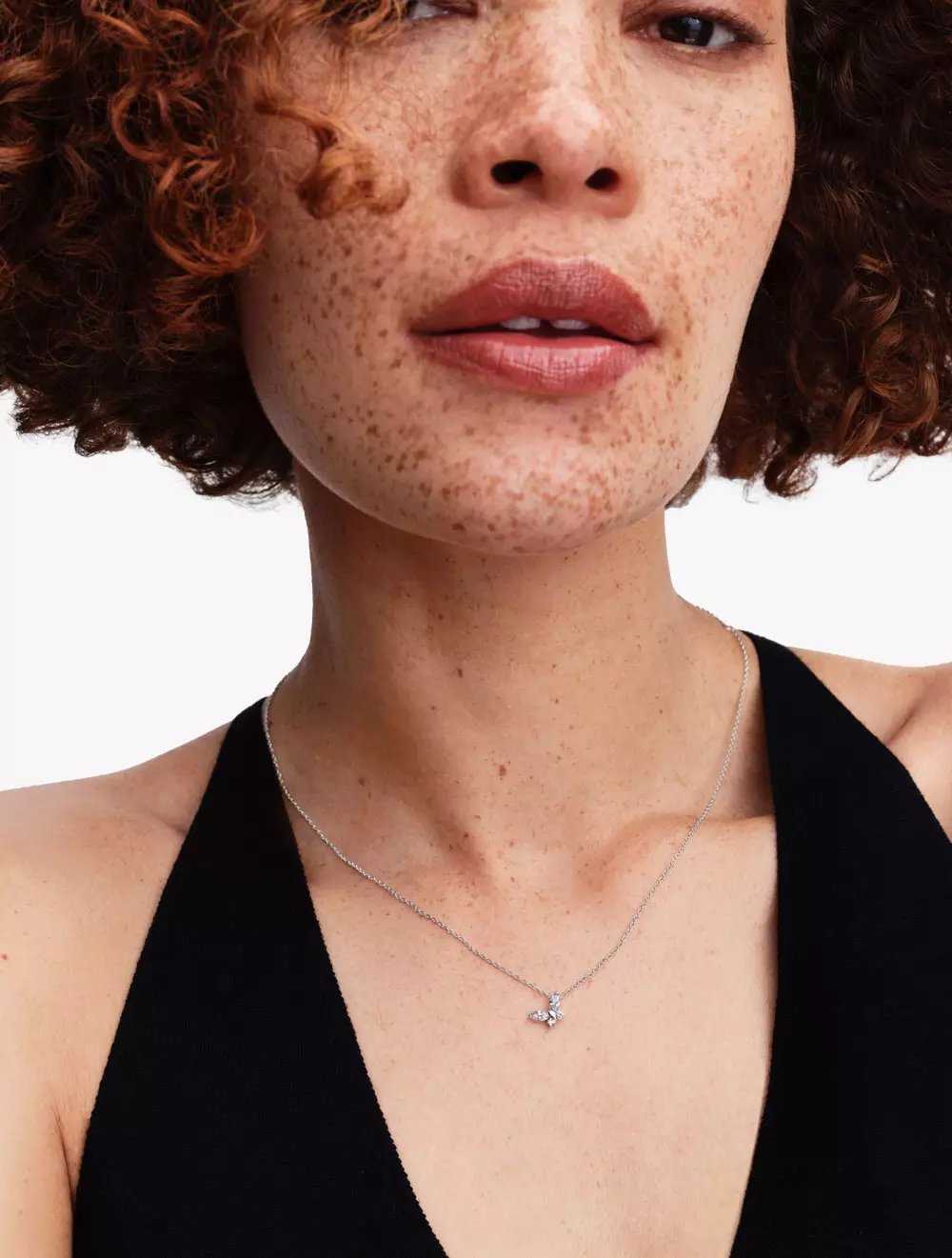 Butterfly Sterling Silver Collier with Clear Cubic Zirconia - 45