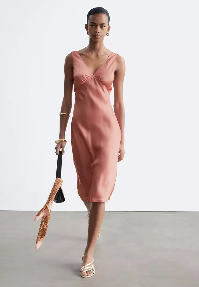 V-Neck Slip Midi Dress