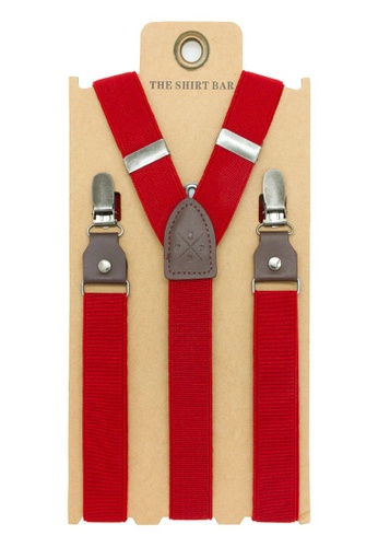The Shirt Bar red The Shirt Bar Solid Red Single Back Clip 2.5cm Suspender with Leather SPD5.4 CAC96AC025B13EGS_1