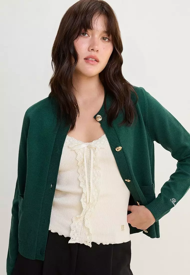 Knit Cardigan - Dark Green
