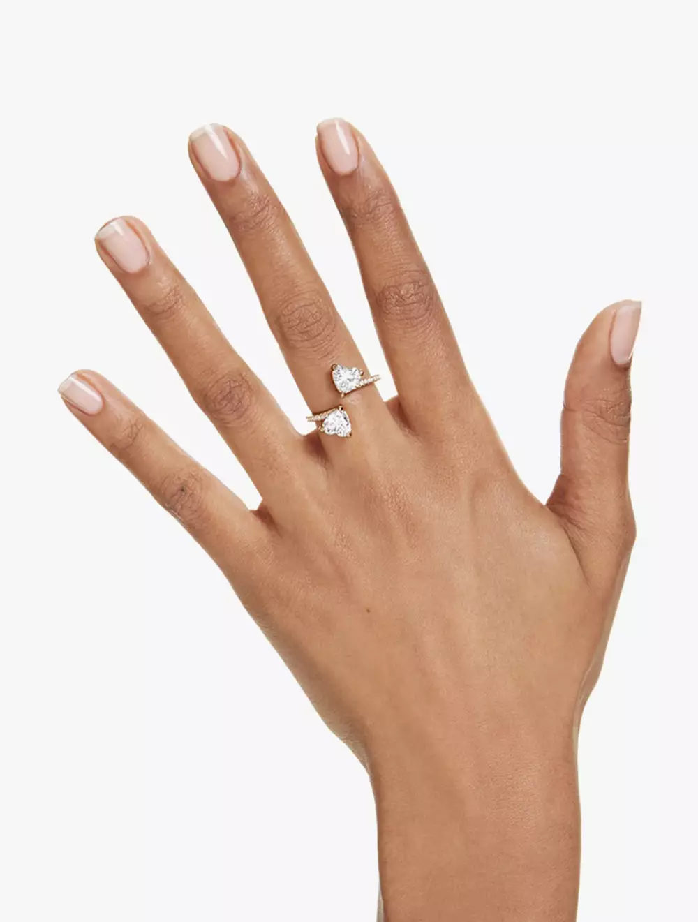 Mesmera Open Ring, Heart Cut, Pavé, White, Gold-Tone Plated