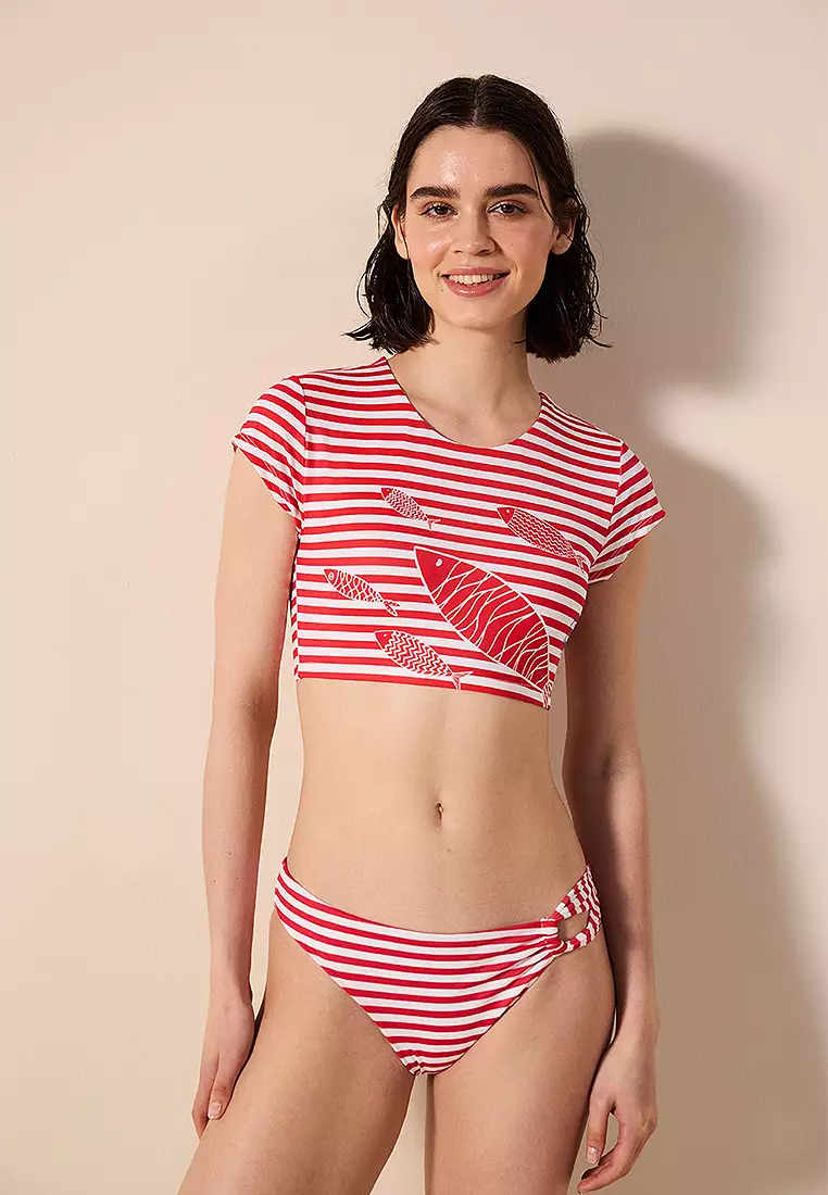 Finny Side Striped Bikini Bottom