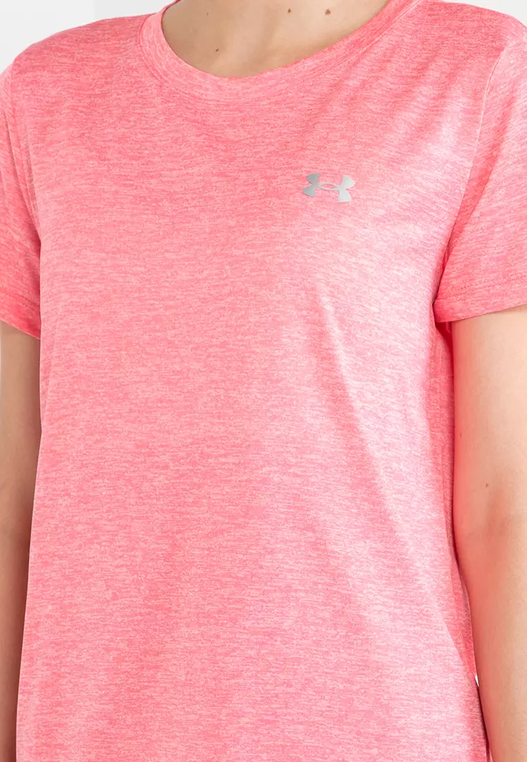 Under Armour Women's Tech™ SS V-Neck Twist T-Shirt Cerise / Pink Lemonade /  Metallic Silver