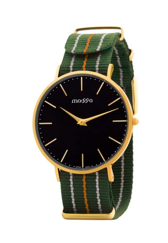 Massa Collections green and multi Grace 41mm Black Gold w/ Army Green Nato Quartz Watch 6EB9AAC76B692BGS_1
