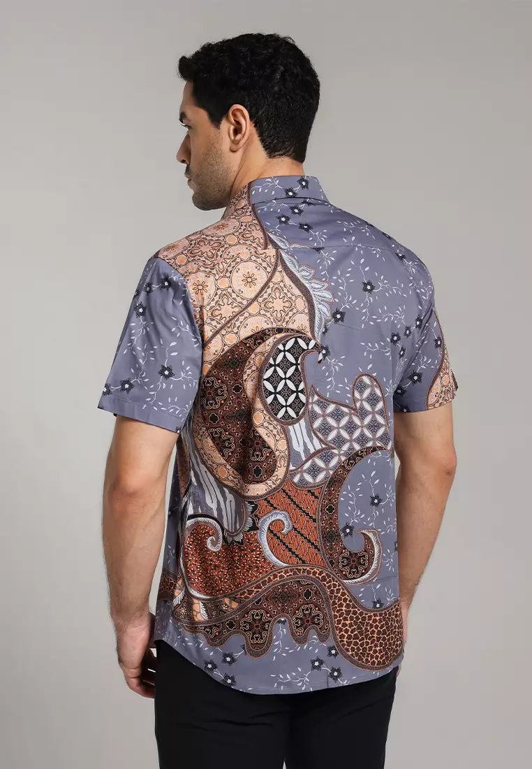 MOC - Kemeja Batik Pria Lengan Pendek Gandabayu - Brown