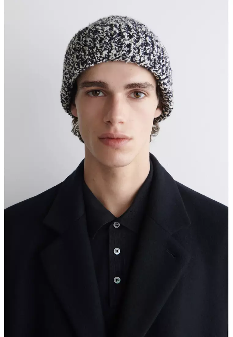 FLECKED WOOL-BLEND BEANIE