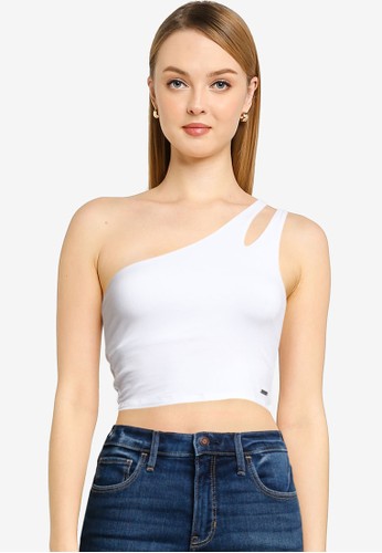 Hollister white Cut Out One Shoulder Top DEF9CAA5880A96GS_1