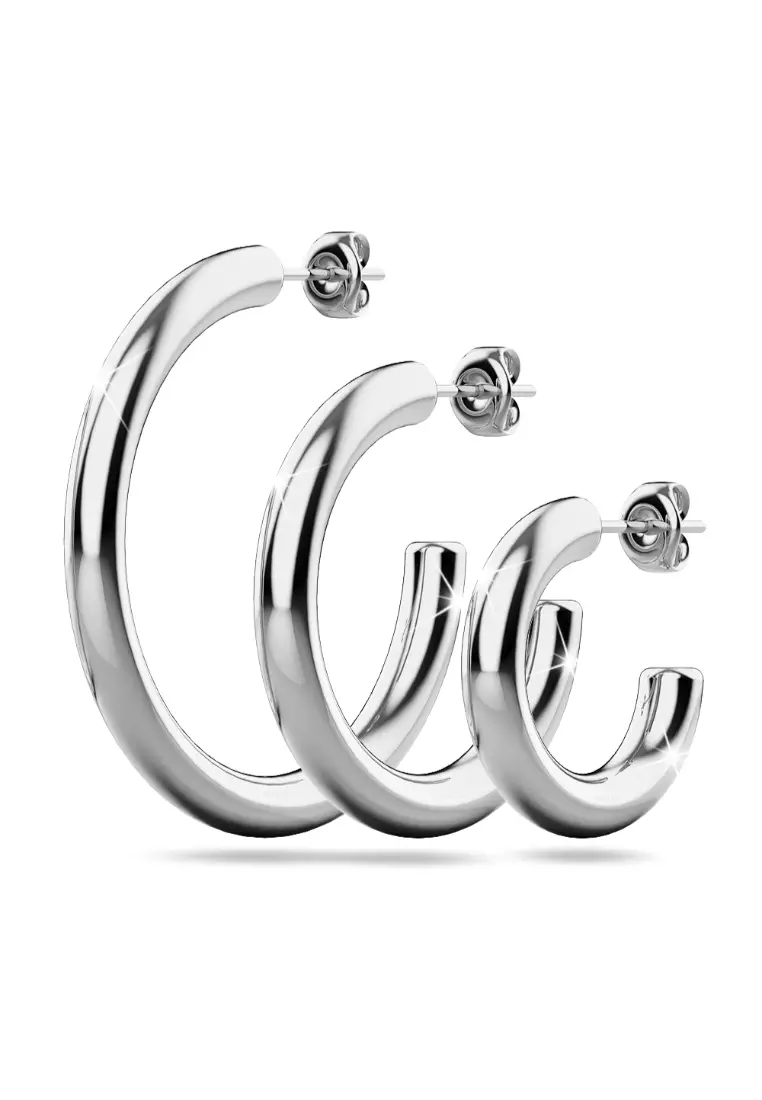Erica White Gold Hoop Earrings 30mm