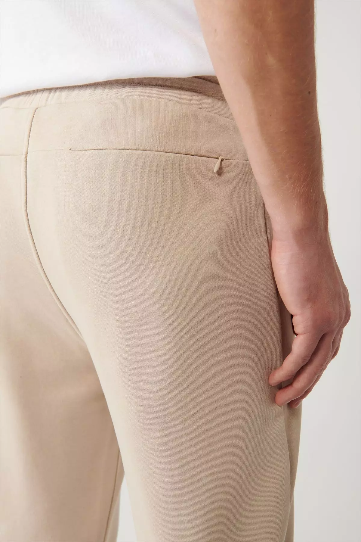 Men's Beige Waist Tied 3 Thread Raised Printed Sweatpants A32Y3411