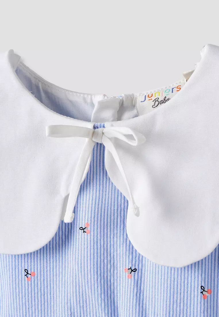 Babyshop Juniors Collared Sleeveless Knee Length Tiered Dress With Striped Design