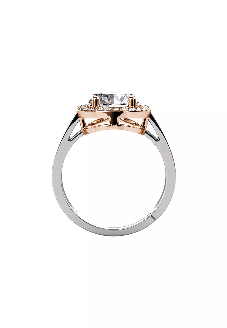 Berlian Moissanite Fantaisie Ring Rose Gold White [GRA CERTIFICATE MOISSANITE DIAMOND]  - Cincin 1ct Moissanite Diamond 925 Silver Celesta