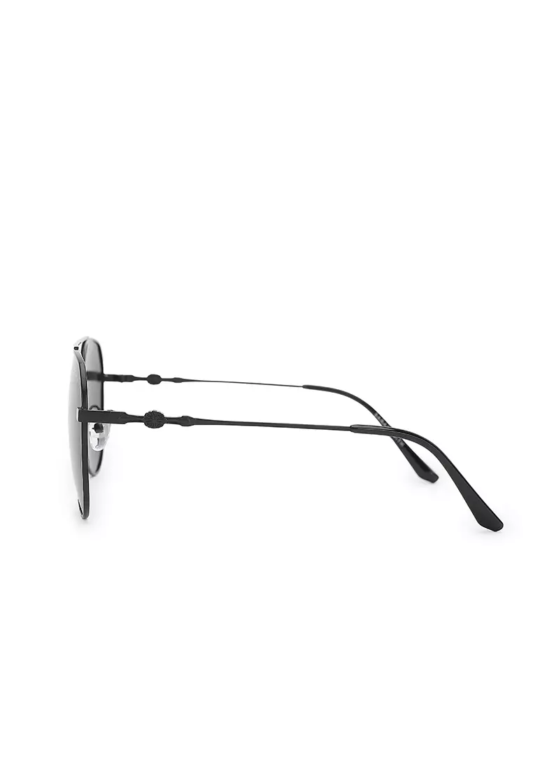 Unisex Polarized Aviator Sunglasses - Sandy Black / Grey