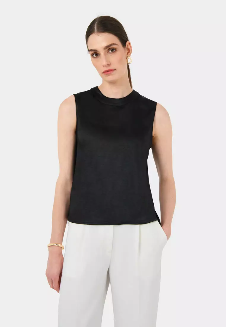 Louisa Round Neck Satin Top